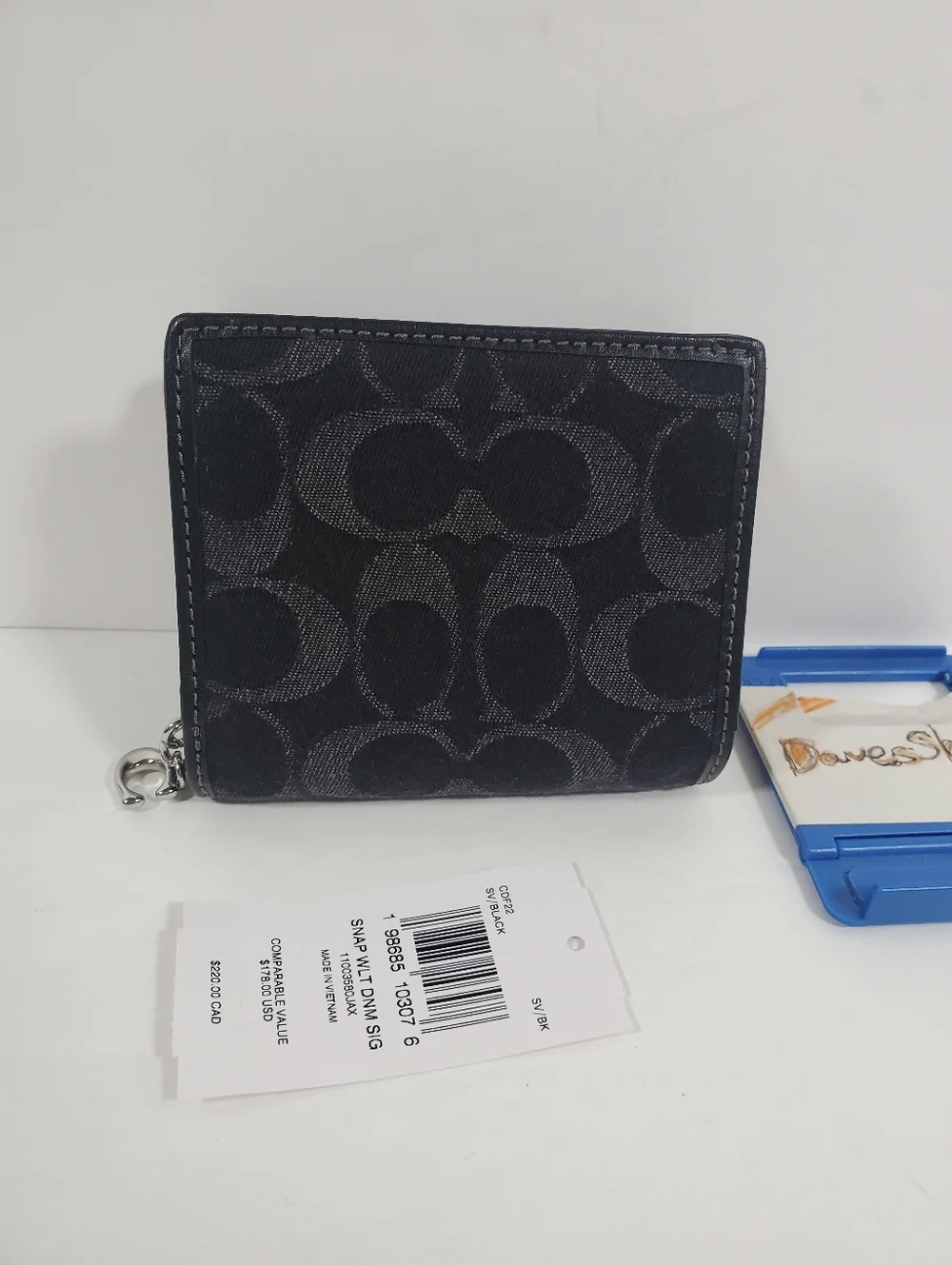 Coach Snap Wallet In Signature Denim CDF22 denim/Silver/Black NWT